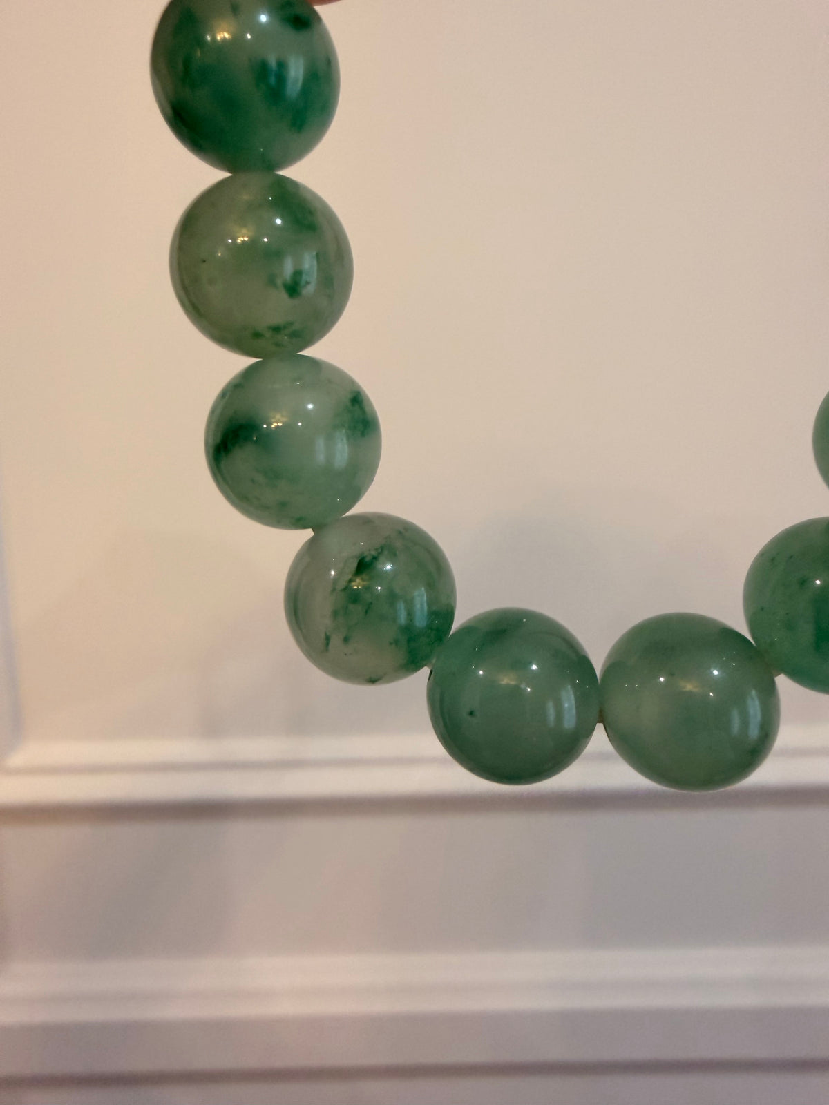 African Jade Bead Bracelet — Mottled Green