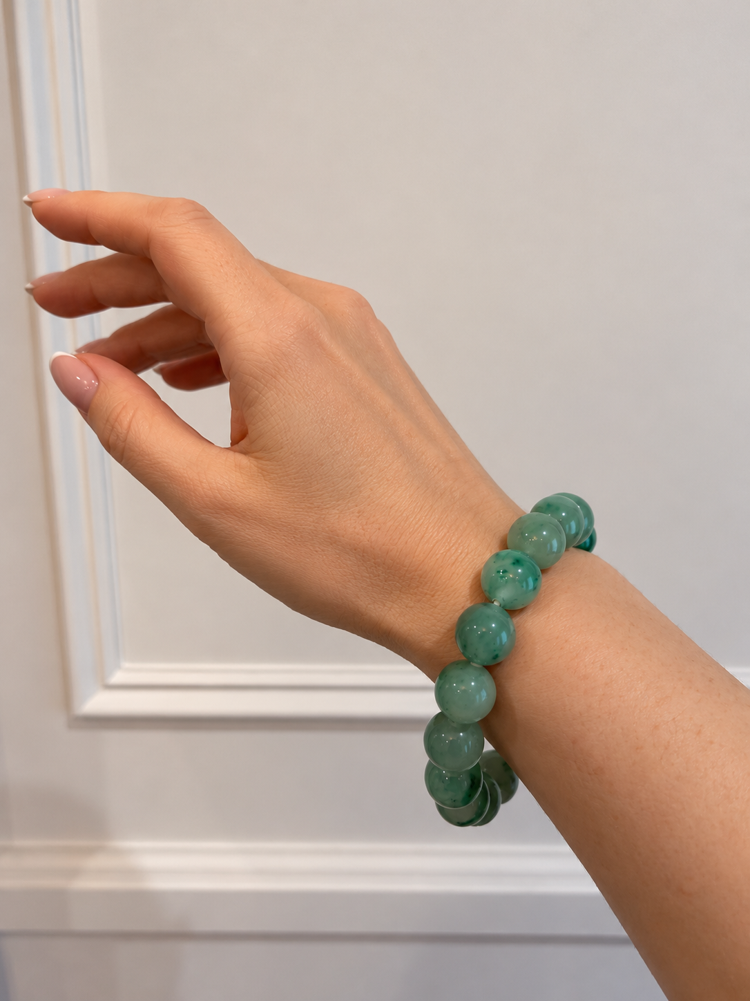 African Jade Bead Bracelet — Mottled Green