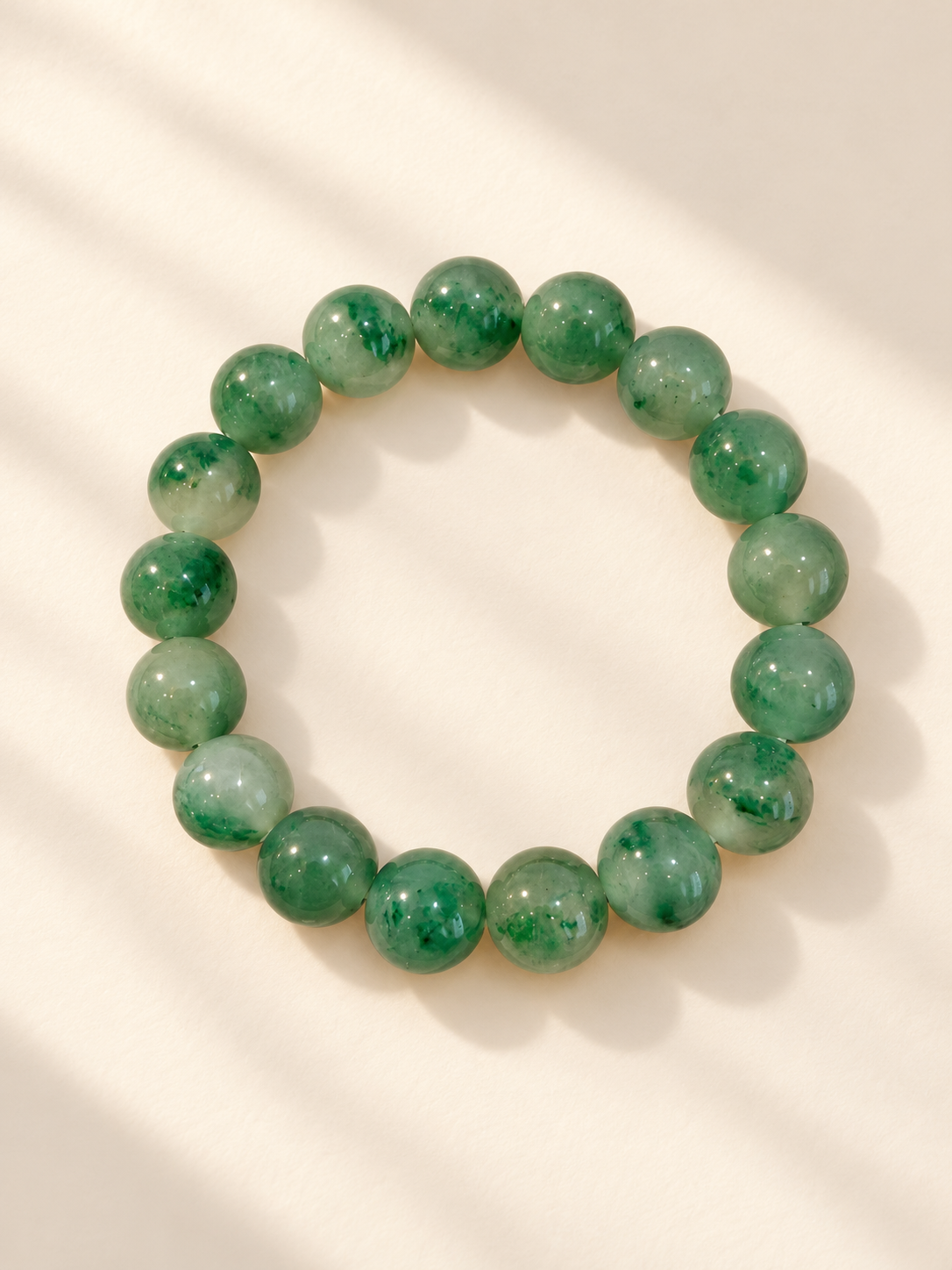African Jade Bead Bracelet — Mottled Green