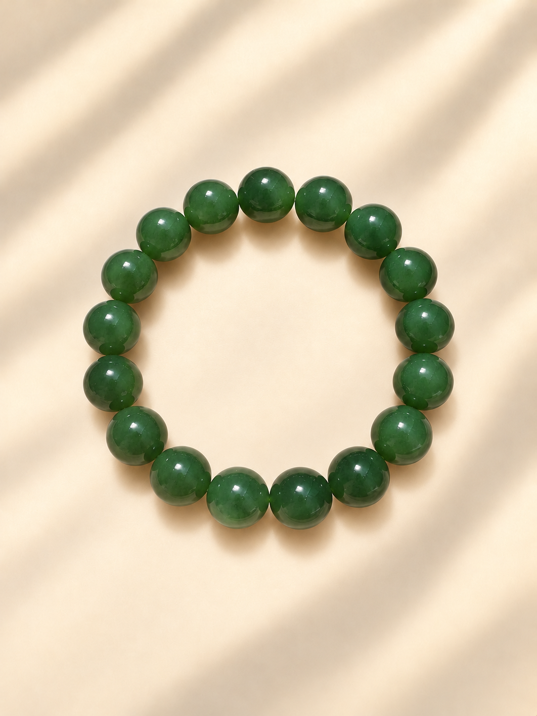 Green Nephrite Jade Bead Bracelet