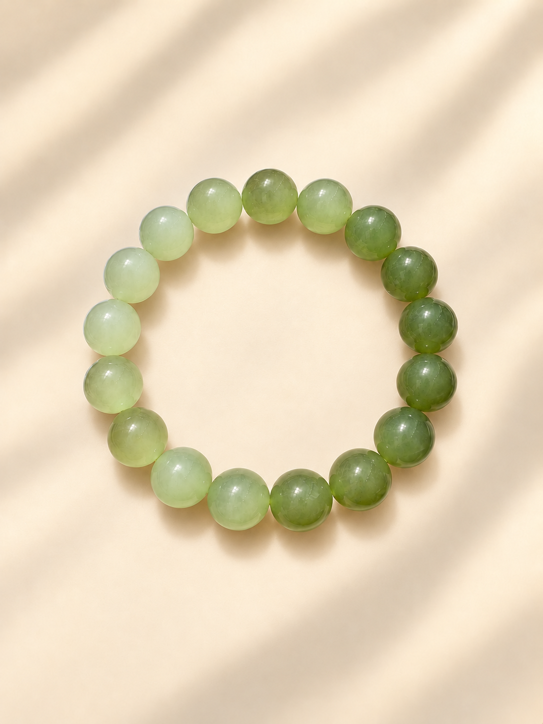 Gradient Nephrite Jade Bead Bracelet