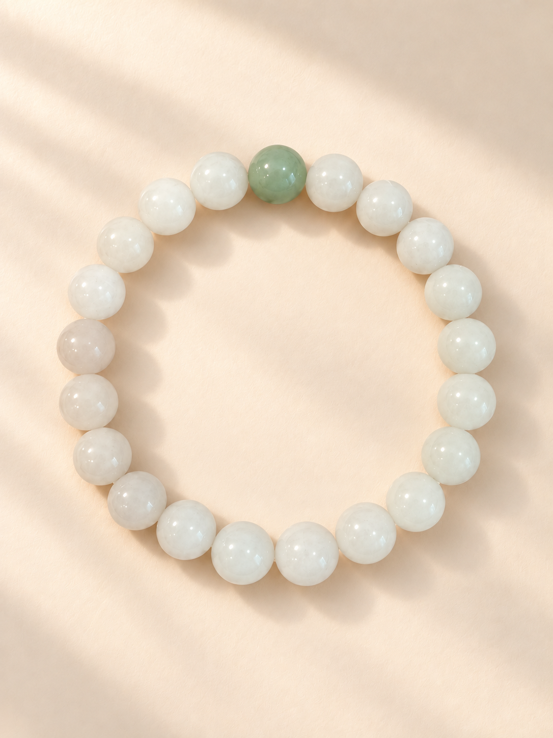 Jadeite Bead Bracelet — White & Green